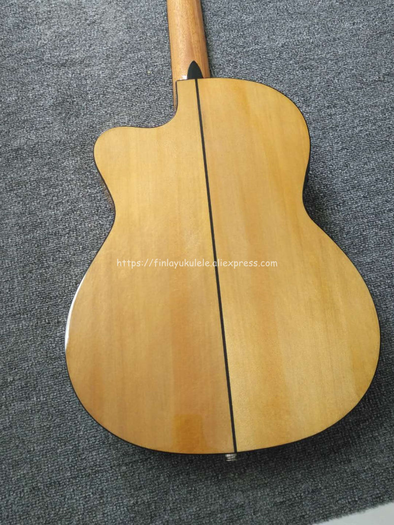 Miniatura: 39" Cutaway Electric Acoustic Flamenco guitar With Spruce/Aguadze Body+Strings,C
