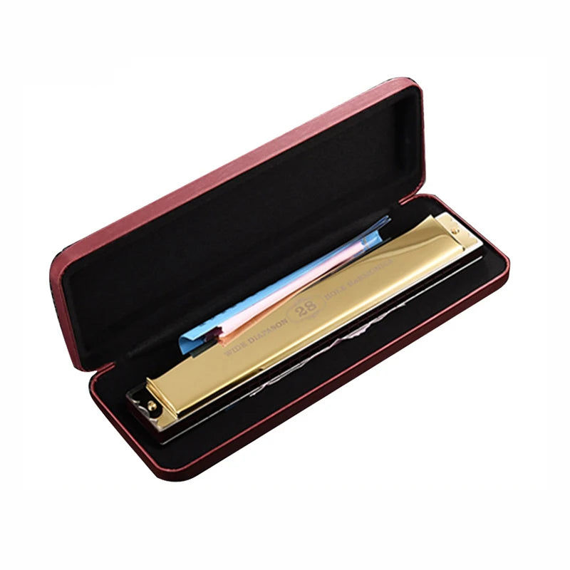 섬네일: High End 28 Hole Harmonica C Key Octave/Tremolo Professional Mouth Harmonica Min