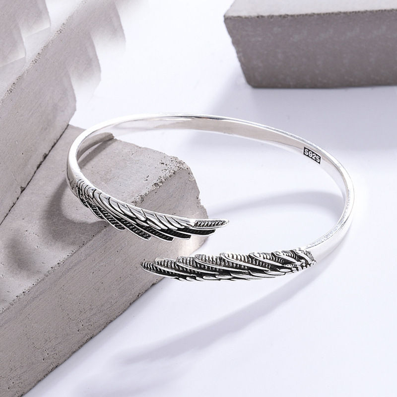 Miniatura: Bracelet Ailes Ailes Vieux Ange Plaqué Plume