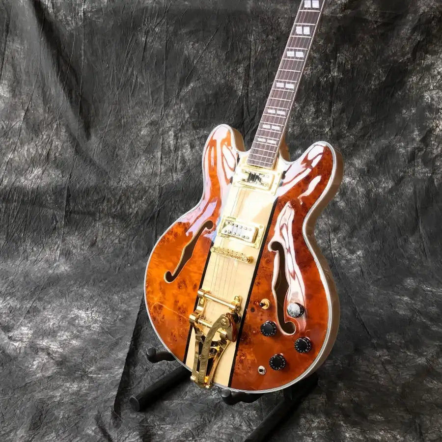 Miniatura: Boutique sur mesure, F guitare électrique jazz corps creux, quincaillerie or git