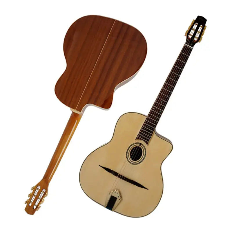 Μικρογραφία: 39 inch size spruce solid top golden strap handmade gypsy jazz guitar