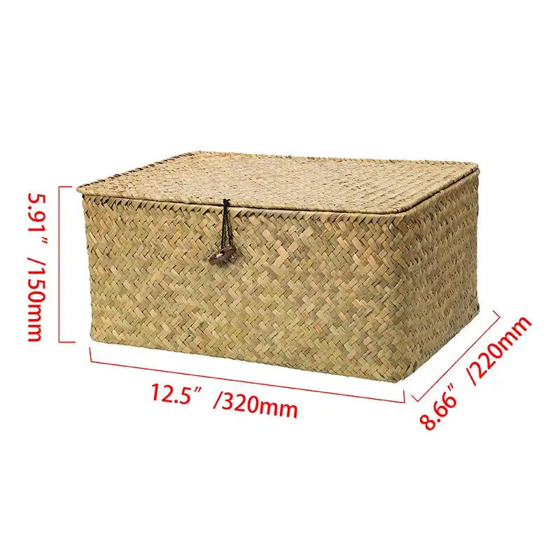 Μικρογραφία: Handmade Rattan Storage Box With Lid Hand-woven Jewelry Box Wicker Makeup Organi