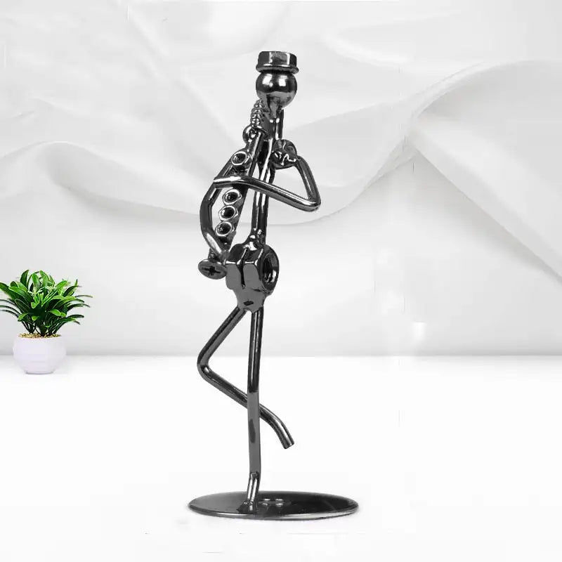 Μικρογραφία: Iron Art Man Figurine Creative Musical Instrument Band Sculpture Figurine Statue