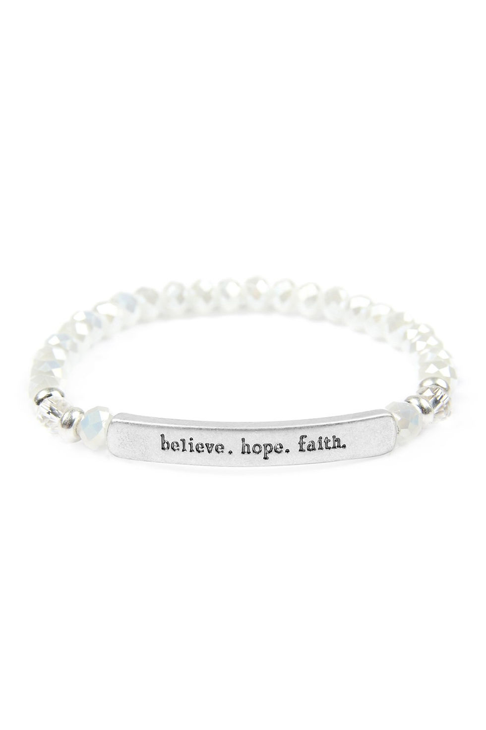Miniatyrbild: 83593 - "Believe, Hope, Faith" 6mm Glass Beads Stretch Bracelet