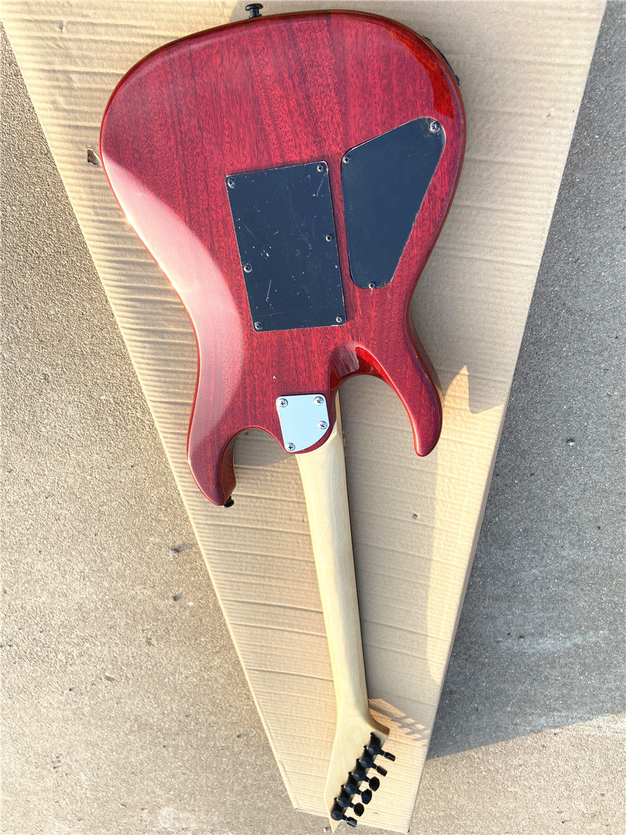Miniatura: Burgundy tiger print small double shake 6 string electric guitar mahogany body f