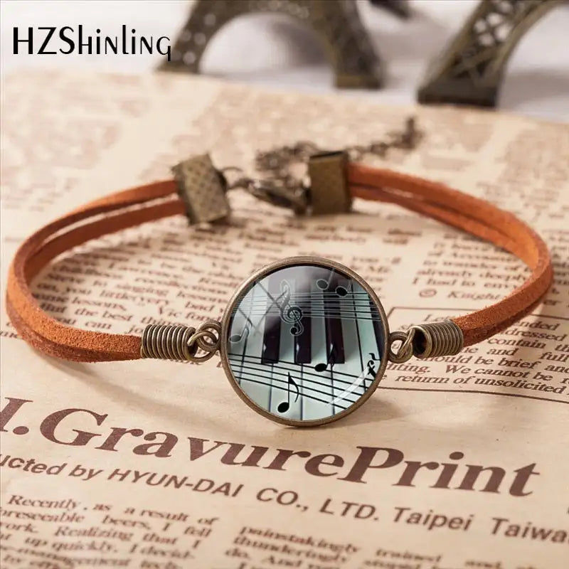 Miniatura: 2020 Grand Piano Bracelet Grand Piano Handmade Jewelry Glass Leather Bracelet Pe