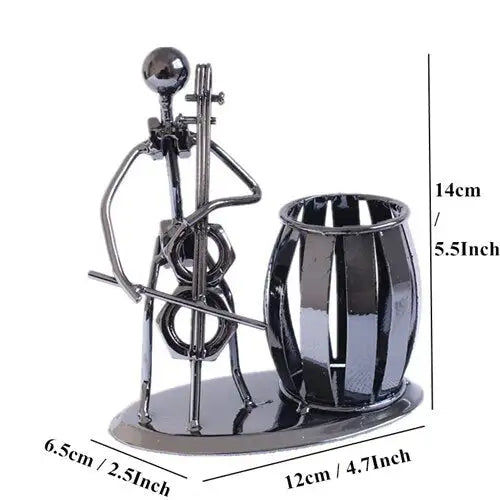 Miniatura: VILEAD 14cm Iron Musician Figurine Guitar Bass Violin Cello Miniatures Creative 