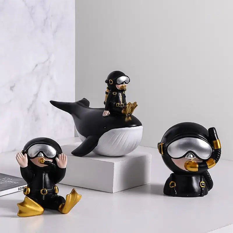 Miniaturebillede: Nordic Resin Figurines Diver Decorations Modern Home Decor Sculpture Children an