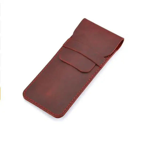 Miniaturebillede: Handmade Genuine Leather Pen Bag Cowhide Pencil Bag Vintage Retro Style Accessor