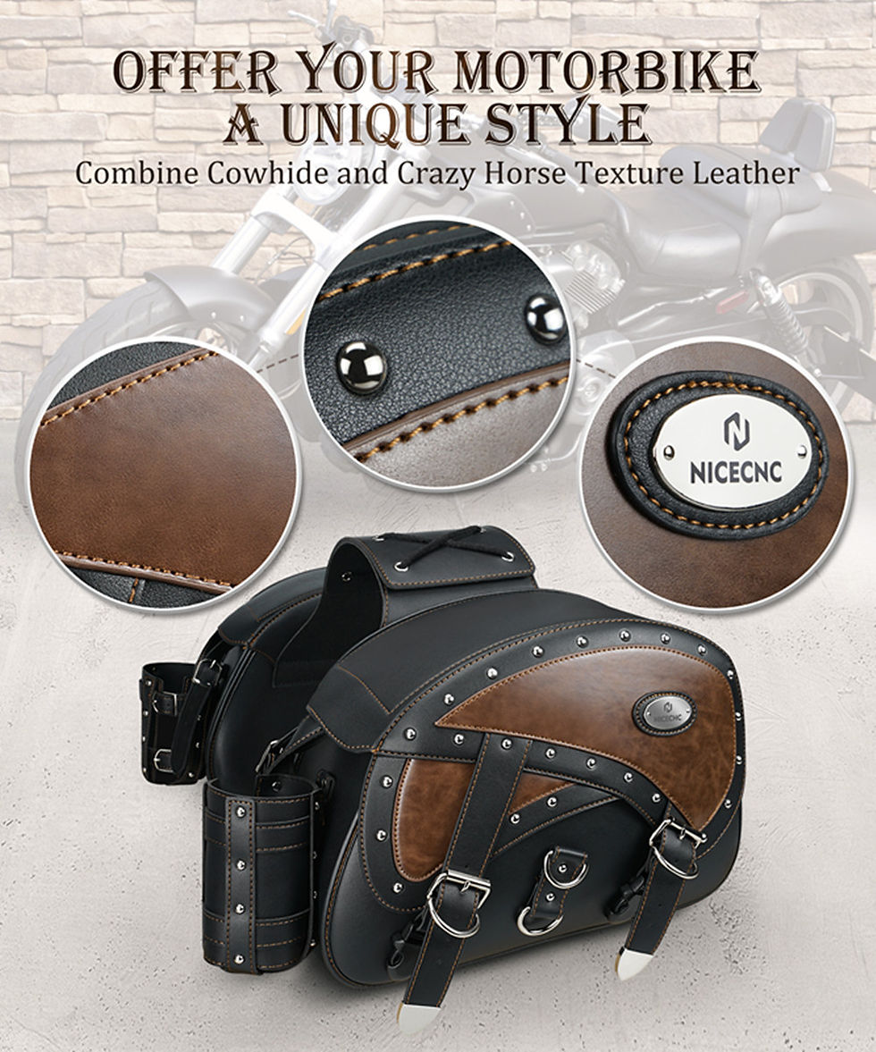 Miniaturebillede: Vintage Leather Saddlebags Motorcycle for Harley Davidson 