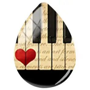 Thumbnail: JWEIJIAO Musical Instruments Piano Violin Pattern 18x25mm Tear Drop Shape Glass 