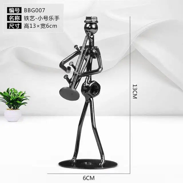 Thumbnail: Metal Musician Guitar Player Statue Musical Instrument Little Iron Art Collectib