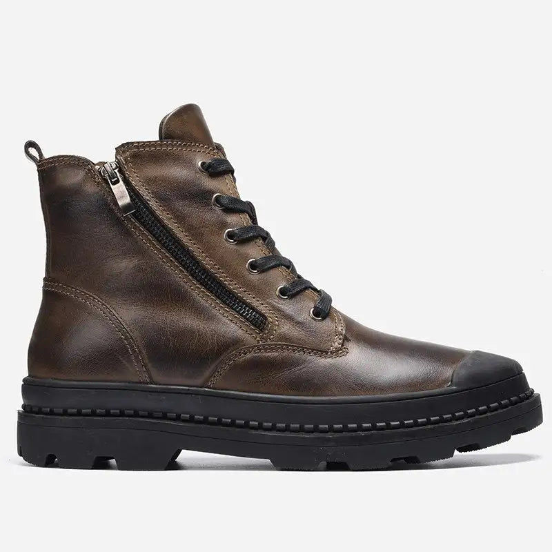 Miniatyrbilde: Natural Cow Leather Men Winter Boots 2018 Handmade Retro Men Shoes #CX9550JM