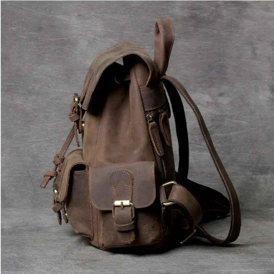 Pikkukuva: OYIXINGER Genuine Leather Backpack Crazy Horse Cowhide Bags For Women Handmade B