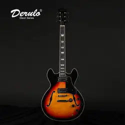 Miniature : Derulo Electric Guitar with Hollow body High Grade 335 WAHED CHERRY SUNBURST Jaz