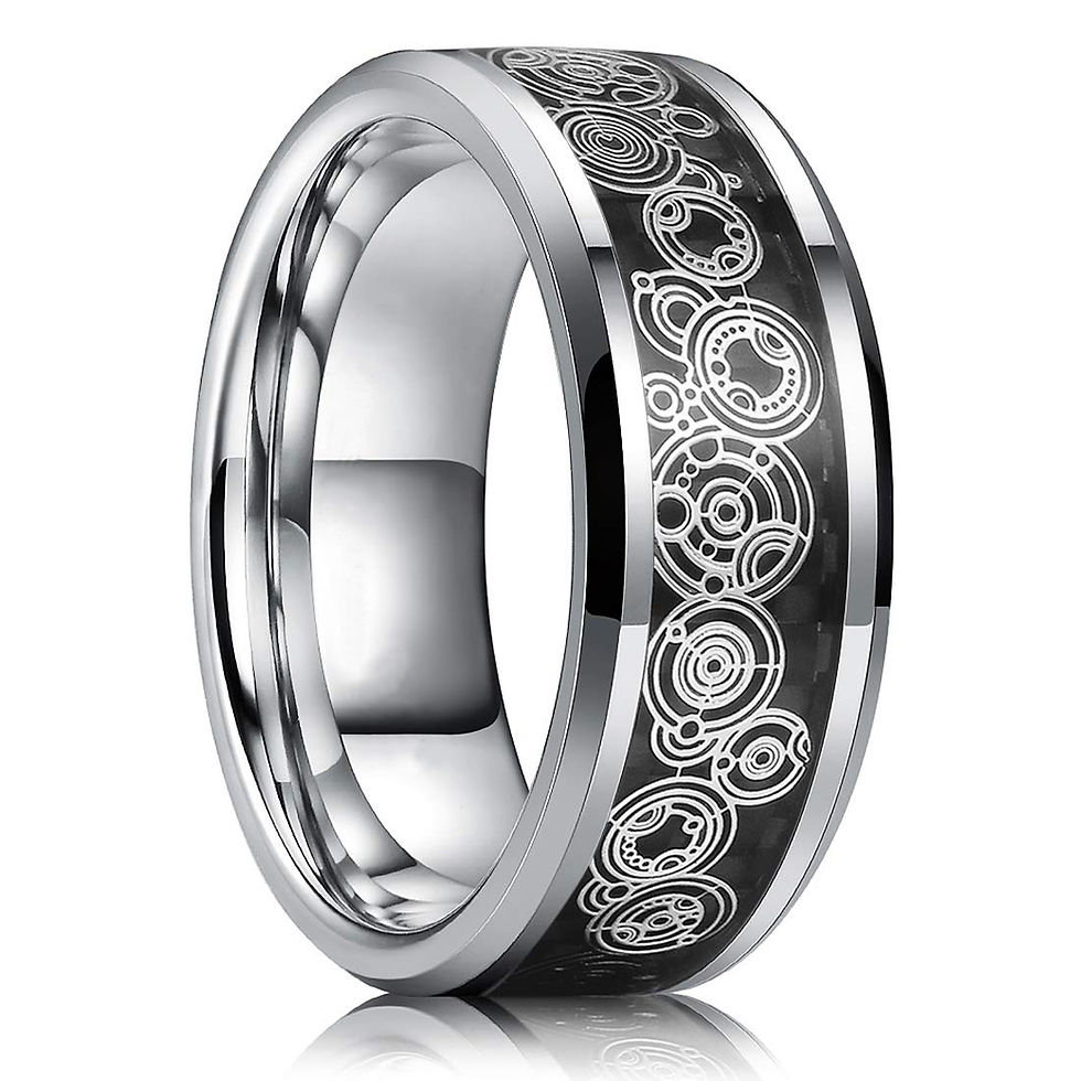 Thumbnail: Trendy 8mm Multicolor Titanium steel Rings for Men Thin Blue Groove Beveled Edge