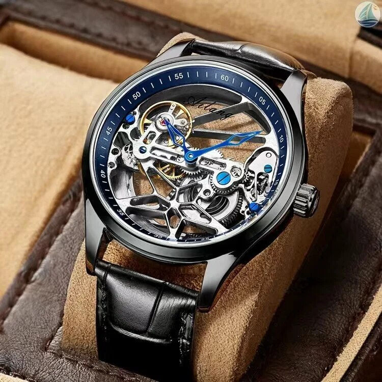 Thumbnail: AILANG Skeleton Mechanical Mens Watches Top Brand Luxury Steampunk Transparent