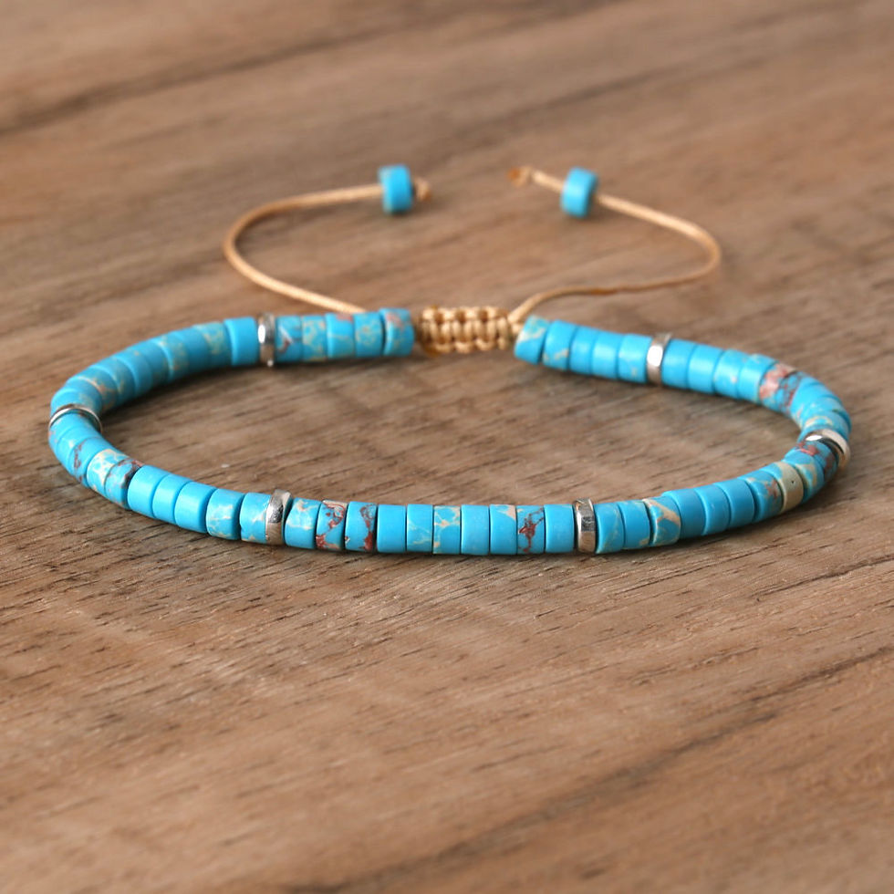 Miniatura: Bracelet tressé réglable en pierre naturelle,