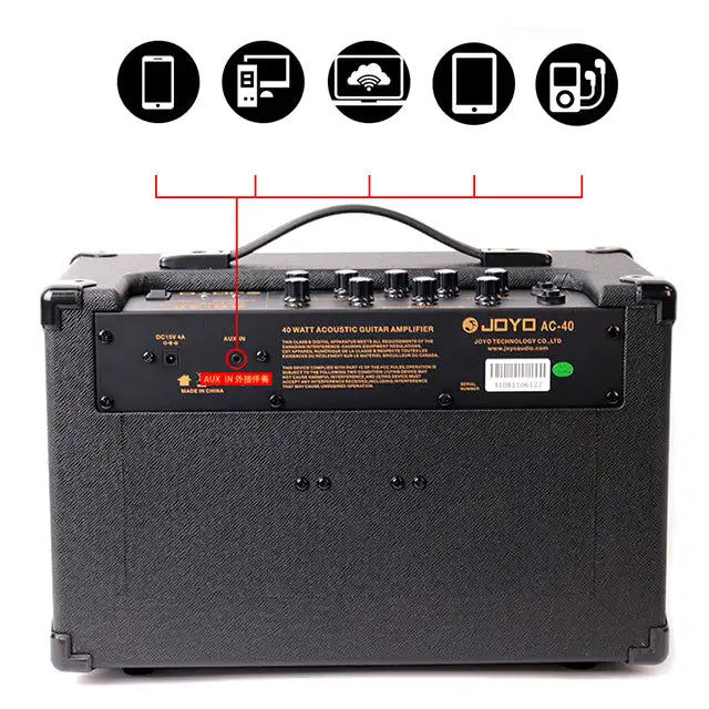 Miniatyrbild: JOYO AC-40 Acoustic Guitar Amp 20 RMS W Guitar Amplifier & Effects (Black)