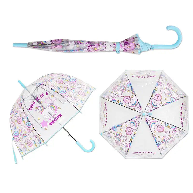 Miniaturebillede: Dessin animé parapluie enfant garçon fille licorne parapluie Transparent manche 