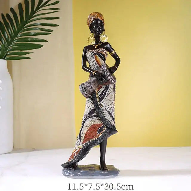 Thumbnail: Y Resin African Drum Musician Figurines Women Statue Ornaments Modern Art Figure