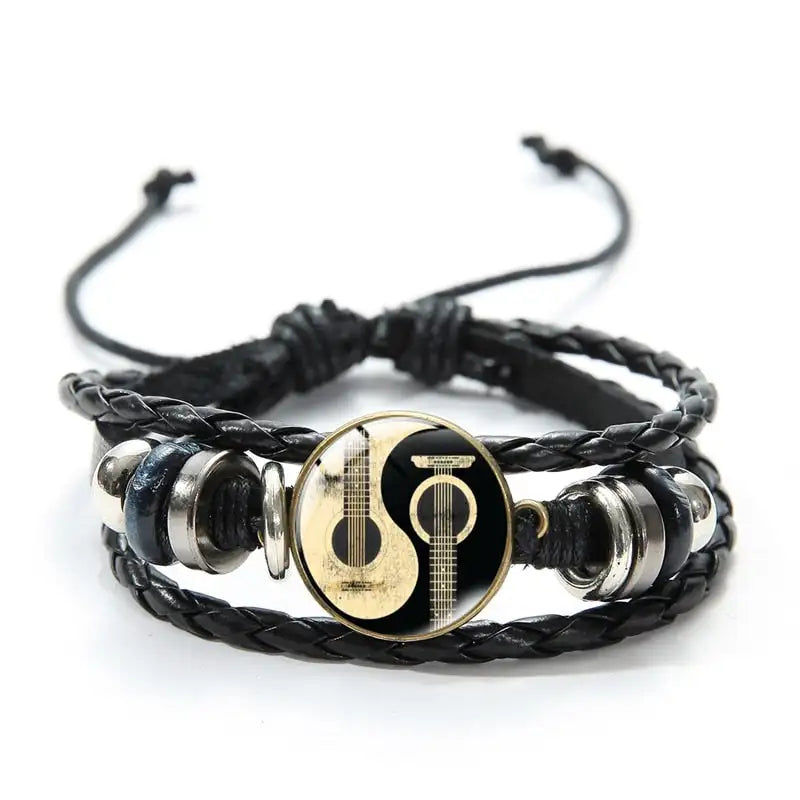 Miniatyrbild: SONGDA Musical Instrument Guitar Bracelet Yin Yang Couple Multilayer Leather Bra
