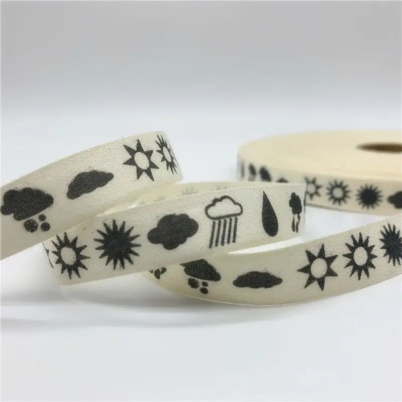 Thumbnail: 5 Yards/lot 15mm Cotton Ribbon Handmade Design Printed Gift Wrap With For Weddin
