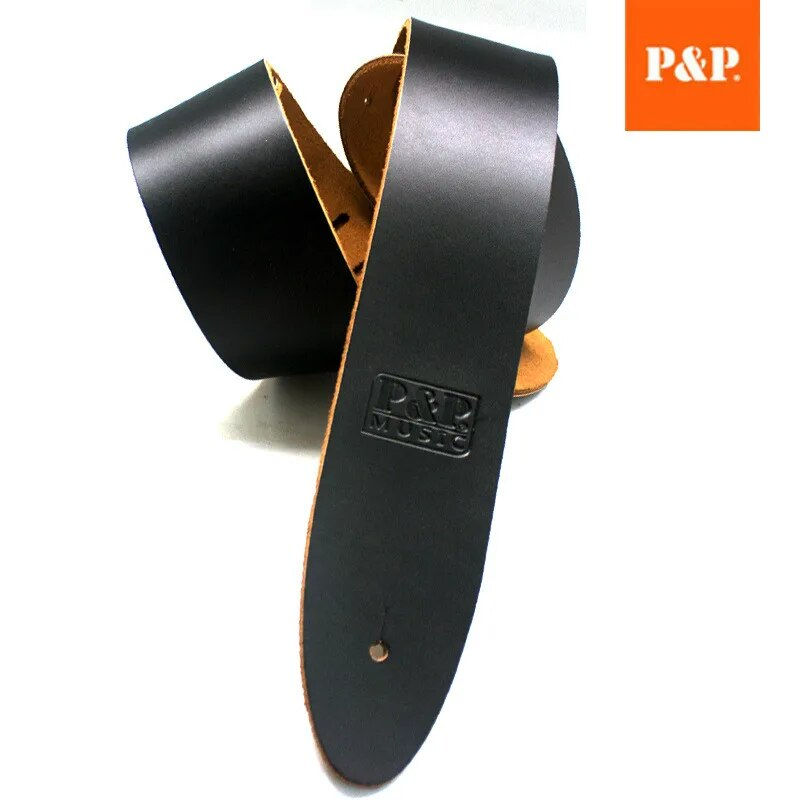 Thumbnail: P & P-Leather Guitar Strap, Electric Bass, Widening, New