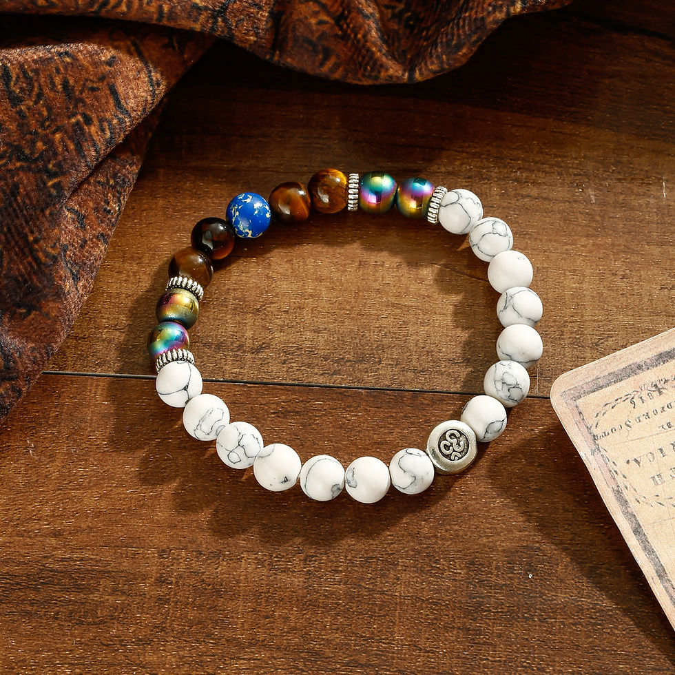 Thumbnail: Women's Retro Tibetan Black Beads Carve Mantra Om Mani Amulet Bracelet Men  Vint