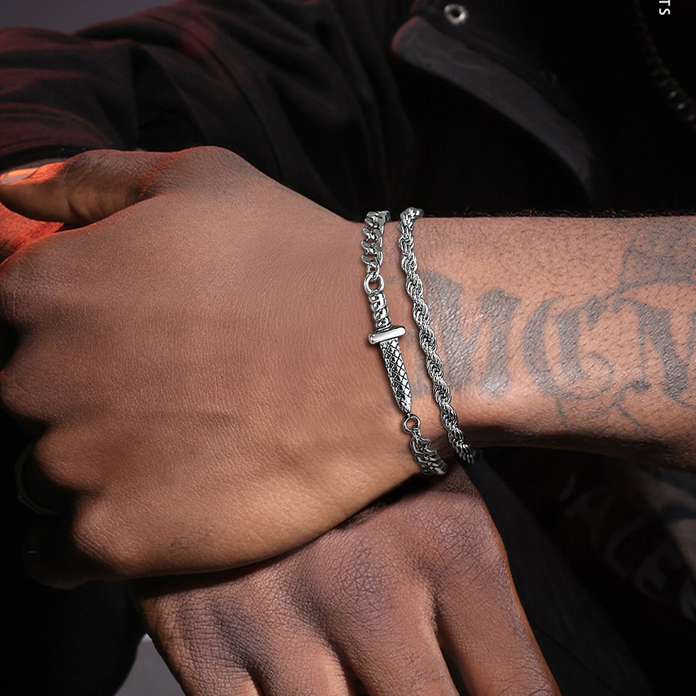 Miniaturebillede: Vnox Mens Twisted Rope Chain Bracelet, Anti Allergy Stainless Steel Metal Minima