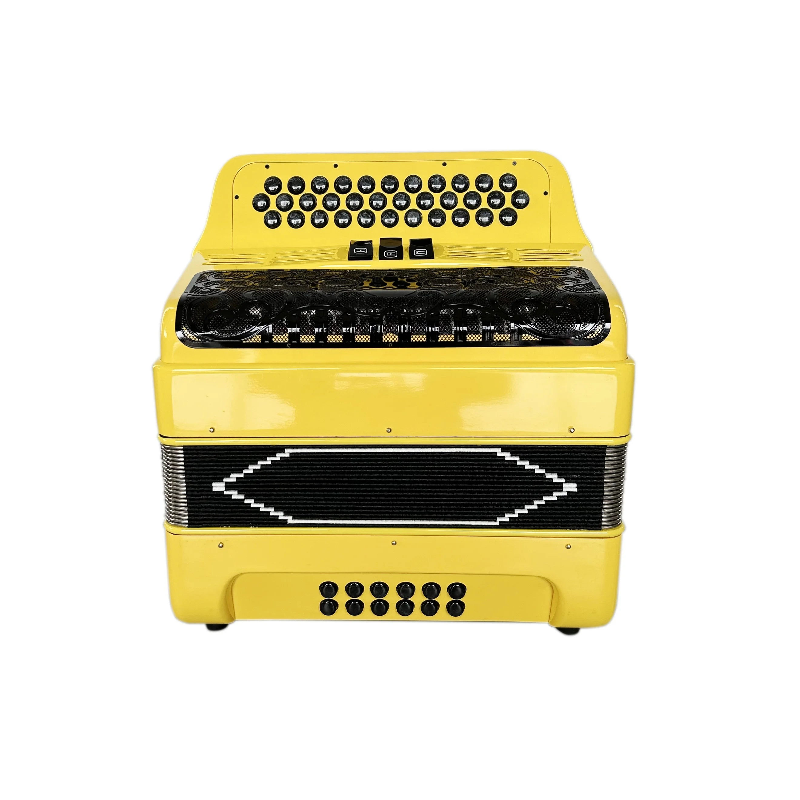 SEASOUND OEM 34 Buttons 12 Bass 3 Registers Yellow Button Accordion Instrument B