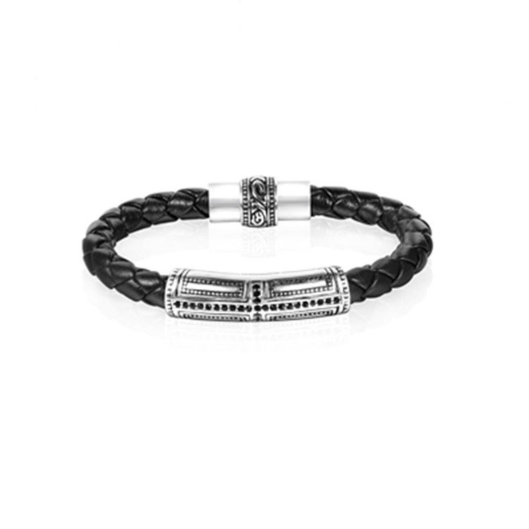 Miniatura: Bracelet en cuir d'ornement en acier inoxydable Corde