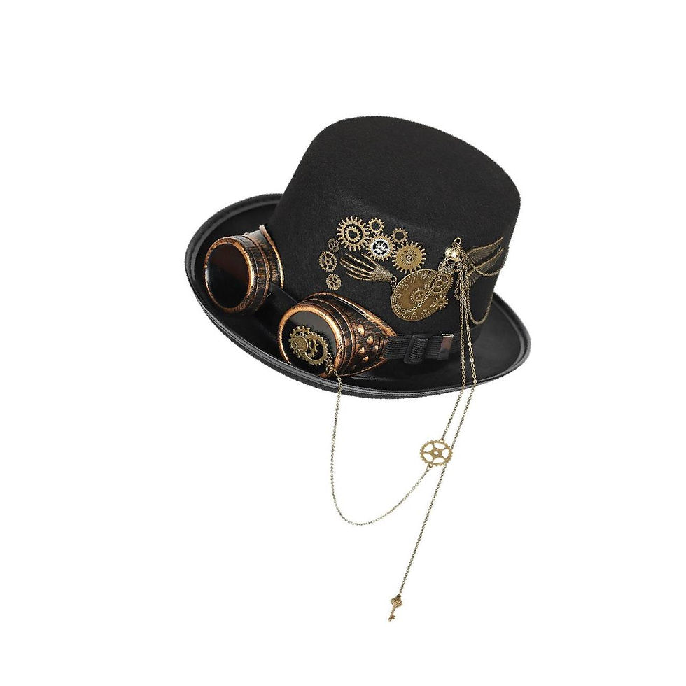 섬네일: Black Gold Gothic Top Hat Halloween with Gear Costume Steampunk Goggles