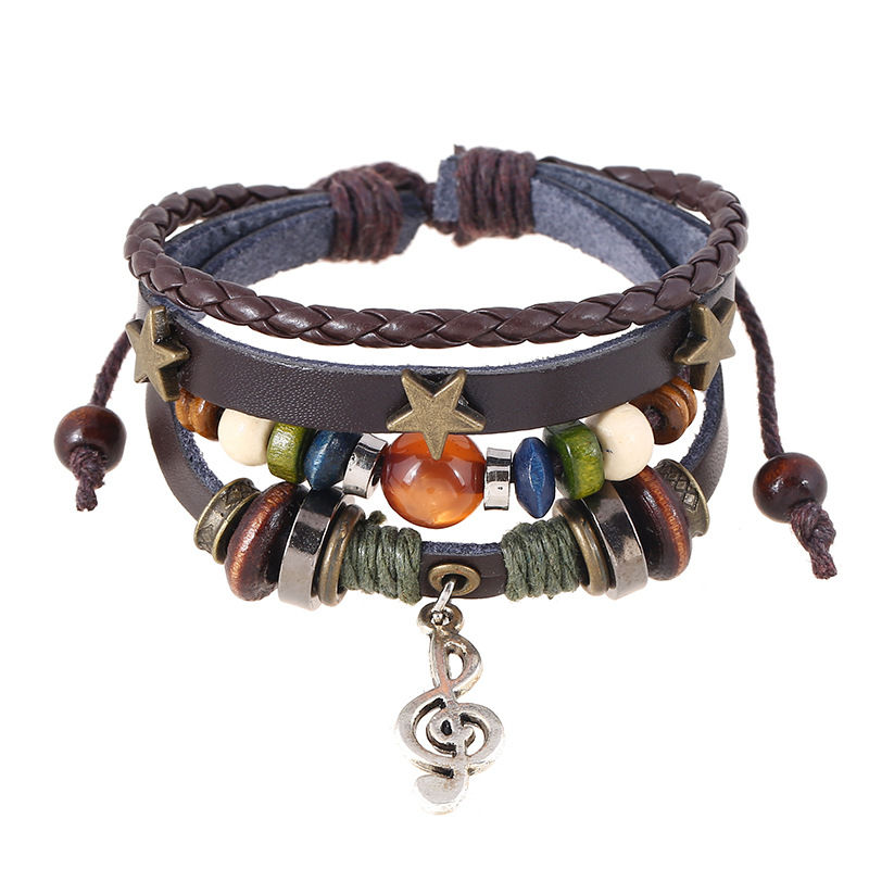 Miniatura: Simple Multi-layer Beaded Leather Bracelet