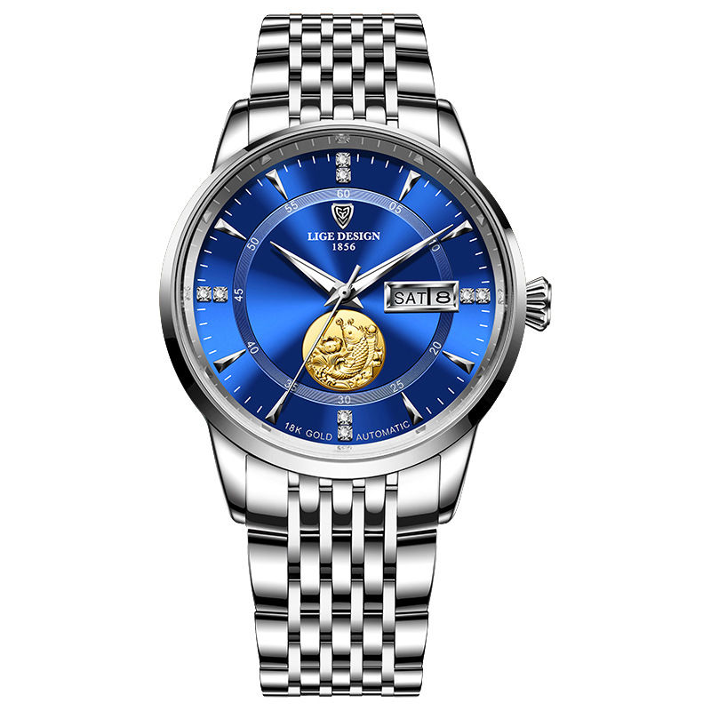 Thumbnail: Mécanique Montre Poissons Saut Longmen de Montre Double Calendrier Montre