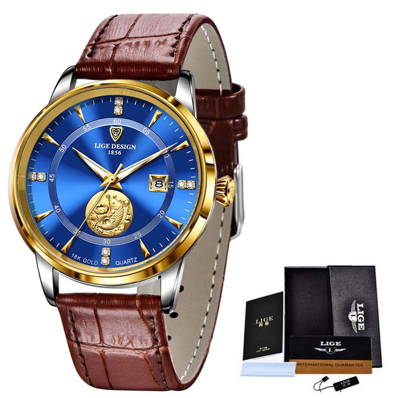 Thumbnail: Mécanique Montre Poissons Saut Longmen de Montre Double Calendrier Montre