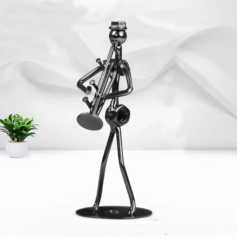 Μικρογραφία: Iron Art Man Figurine Creative Musical Instrument Band Sculpture Figurine Statue