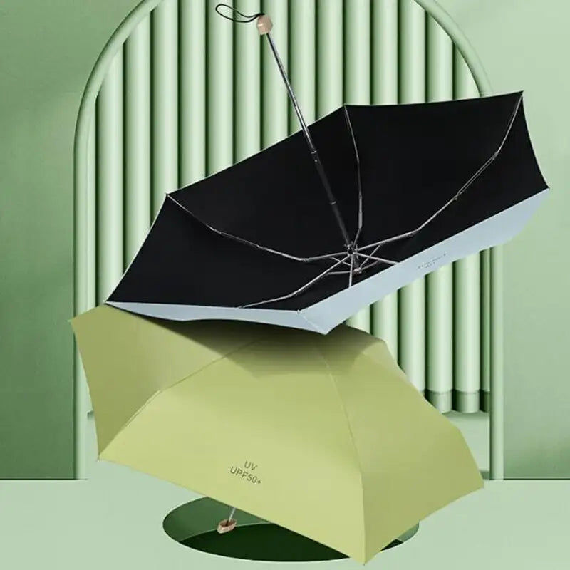 Miniaturebillede: Petit plat mode pliant parapluie pluie femmes cadeau hommes Mini poche Parasol f