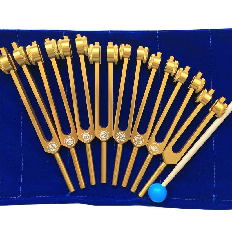 Thumbnail: Luxury Gold Tuning Forks Set Healing Chakra Aluminum Meditation Gifts