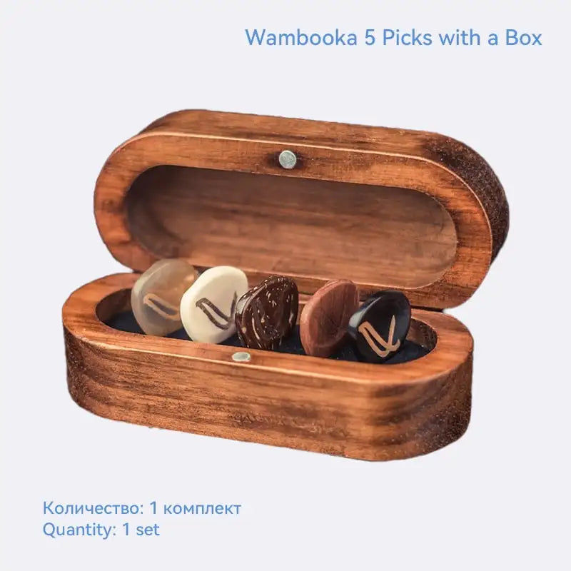 Μικρογραφία: Wambooka Nativo Picks Italian Handmade Guitar Picks Wooden Box Butterfly Shaped 