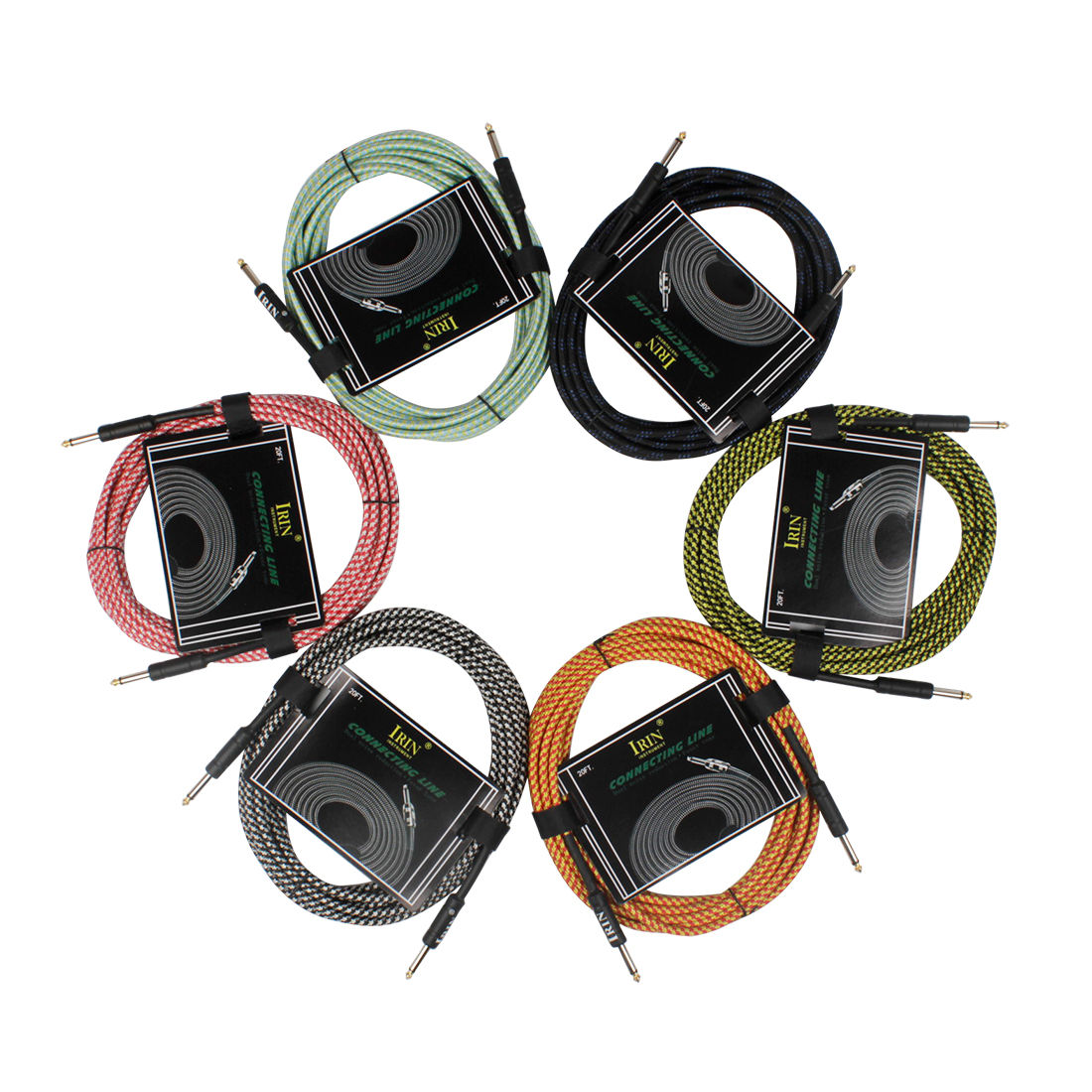 IRIN Electric Guitar Audio Connections 6m Colorful Nickel-plated Plugs Low Noise