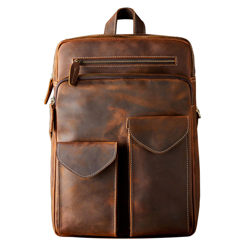 Miniatura: Men's Handmade Crazy Horse Leather Backpack