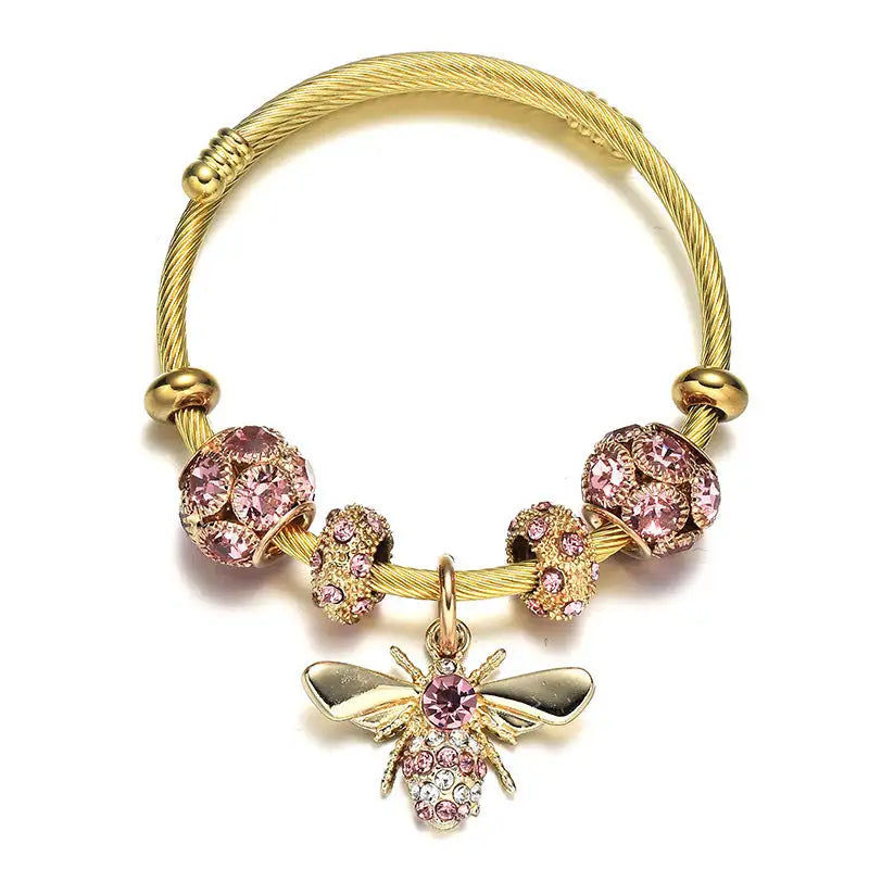 섬네일: 2021 New Trendy Honeybee Charm Bracelet For Women High Quality Stainless Steel J