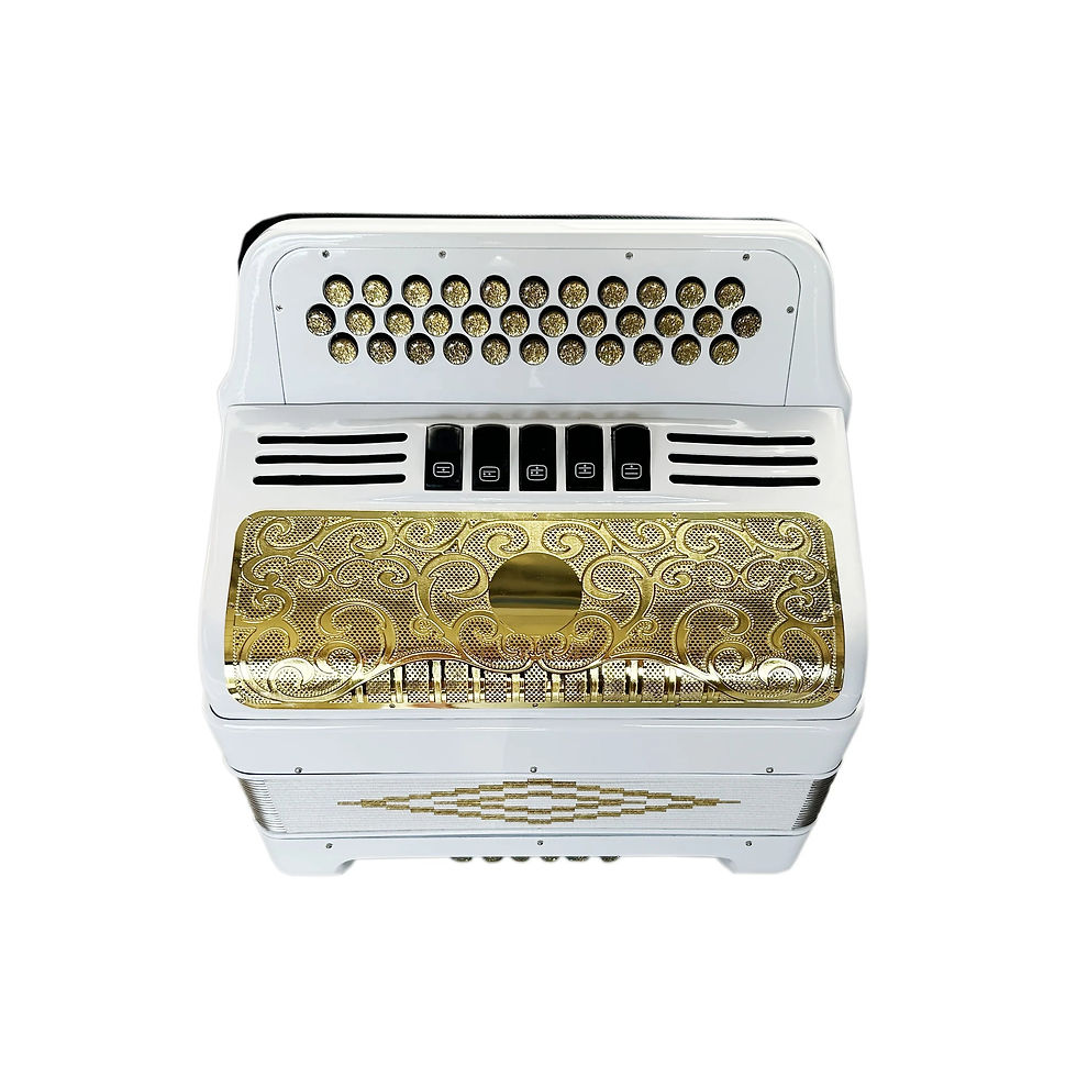 Thumbnail: SEASOUND OEM 34 Buttons 12 Bass 5 Registers Bright White Accordion Gold Grill Go