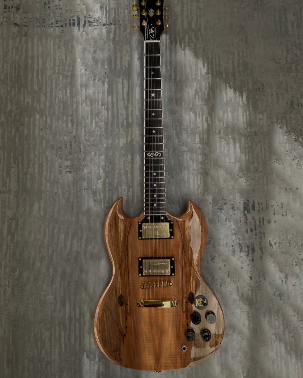 Thumbnail: sg original wood color six string double pickup electric guitar real picture