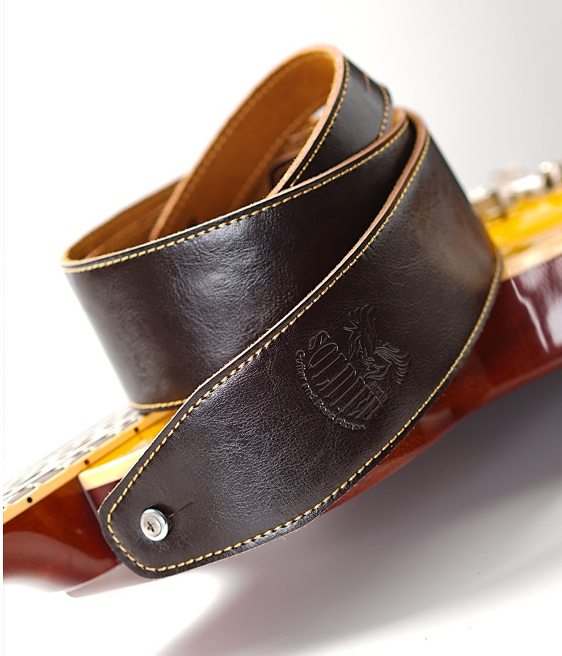 Miniatura: Soldier Genuine Cow Leather Cowhide Soft Durable Guitar Strap Acoustic Electric 