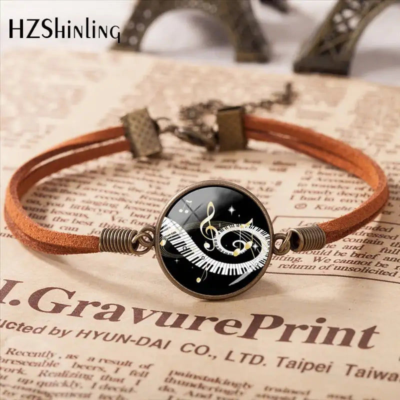 Miniatura: 2020 Grand Piano Bracelet Grand Piano Handmade Jewelry Glass Leather Bracelet Pe