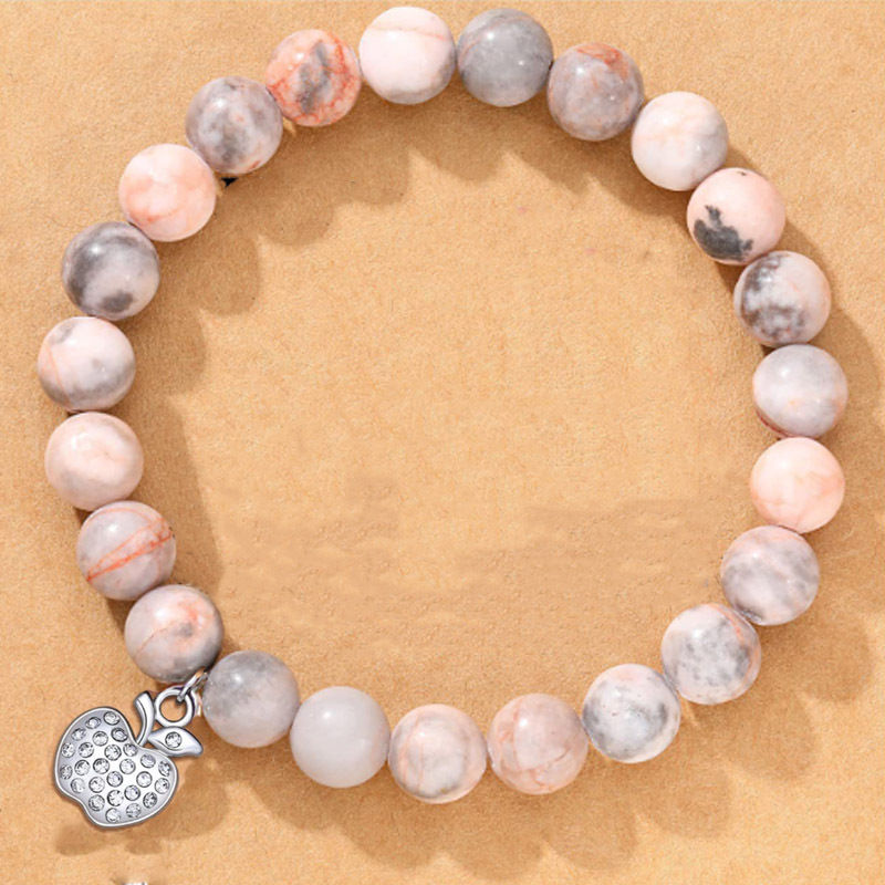 Miniatura: Bracelet en forme de cœur de 8mm, pendentif croix d'agate violette