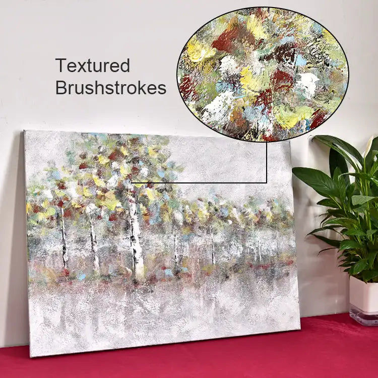 Miniature : Handmade Modern Popular Abstract Canvas Tree Acrylic Painting Textured Wall Art 
