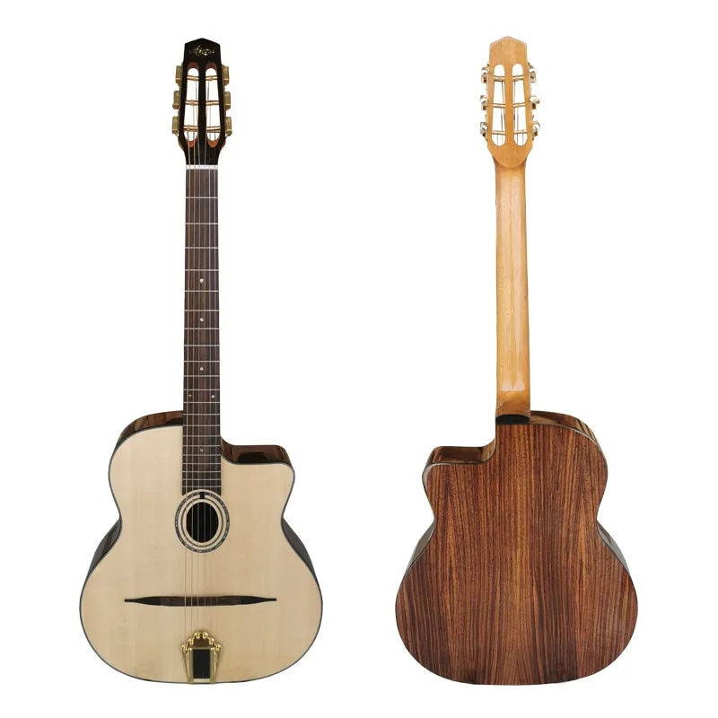 Μικρογραφία: Aiersi handmade O soundhole Solid Spruce Top Gypsy Jazz Acoustic Guitar